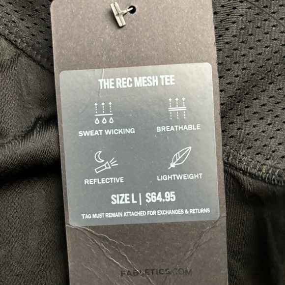 Fabletics Men’s Rec Mesh Tee Size Large Black New - Picture 10 of 10